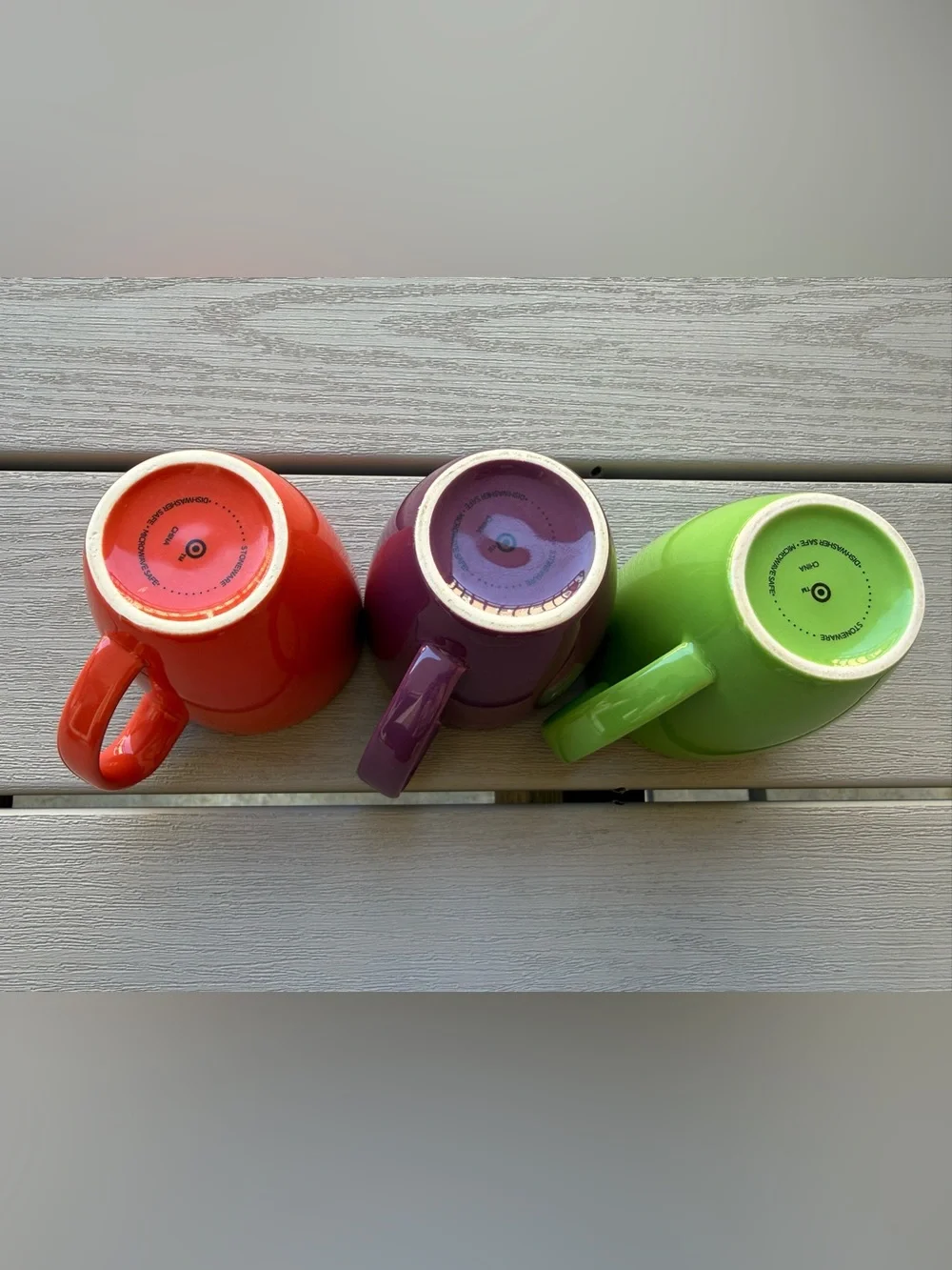 Target Stoneware Coffee Mug Set of 3 – Red, Purple & Green Color Block Mugs